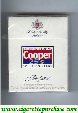 Cooper 25s International cigarettes Select Quality Tobaccos American Blend Bio-Filter